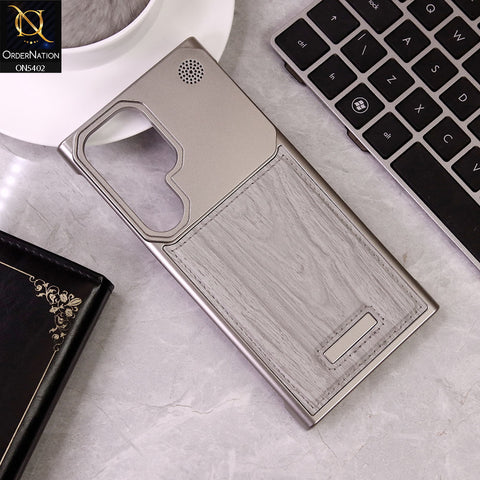 Samsung Galaxy S24 Ultra Cover - Gray - Premium Metallic Aeroflex Aluminium Leather Case