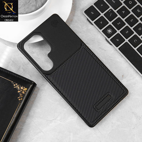 Samsung Galaxy S25 Ultra Cover - Black - Premium Metallic Aeroflex Aluminium Leather Case