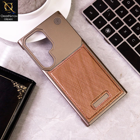 Samsung Galaxy S24 Ultra Cover - Brown - Premium Metallic Aeroflex Aluminium  Case