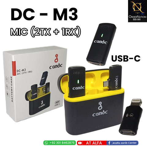 DC-M3 Wireless Microphone 2TX + 1RX | USB-C & Lightning Compatible