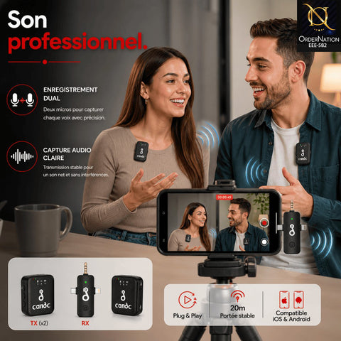 Cando DC-A5 Dual Wireless Microphone 2TX+1RX | Dual Mic Audio System