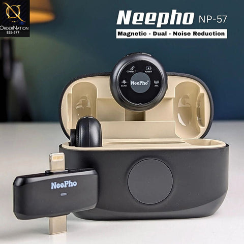 NeePho NP-57 Wireless Collar Clip Microphone – Noise Reduction & 360° Omnidirectional Mic