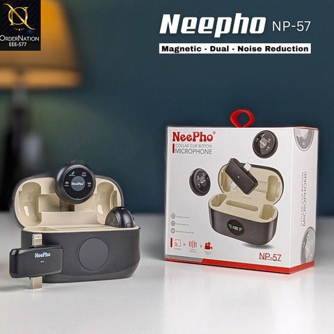 NeePho NP-57 Wireless Collar Clip Microphone – Noise Reduction & 360° Omnidirectional Mic