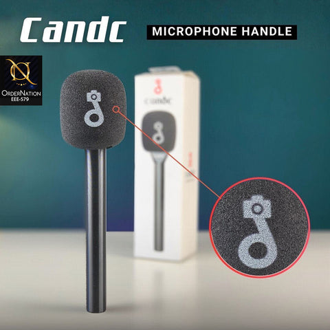CandC Microphone Handle with Foam Windshield – Professional Mic Handle Grip