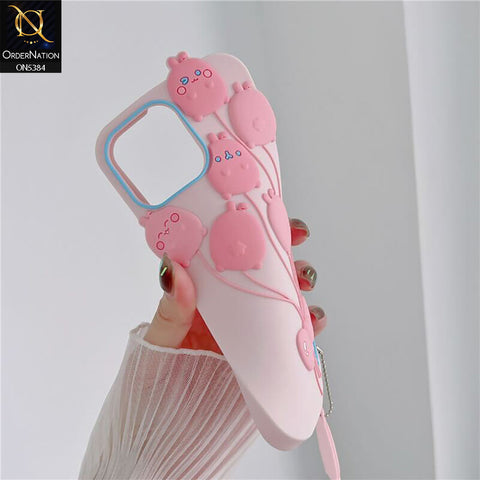 iPhone 14 Cover - Pink - 3D Cute Kawaii Sweet Cartoon Soft Case