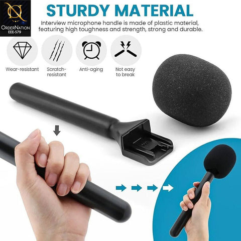 CandC Microphone Handle with Foam Windshield – Professional Mic Handle Grip