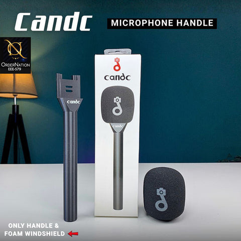 CandC Microphone Handle with Foam Windshield – Professional Mic Handle Grip