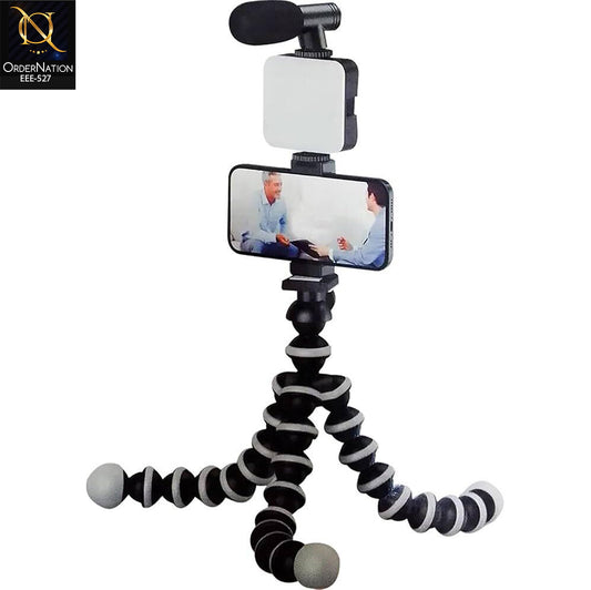 Plokama PK-775 Flexible Tripod with LED Light & Universal Smartphone Holder