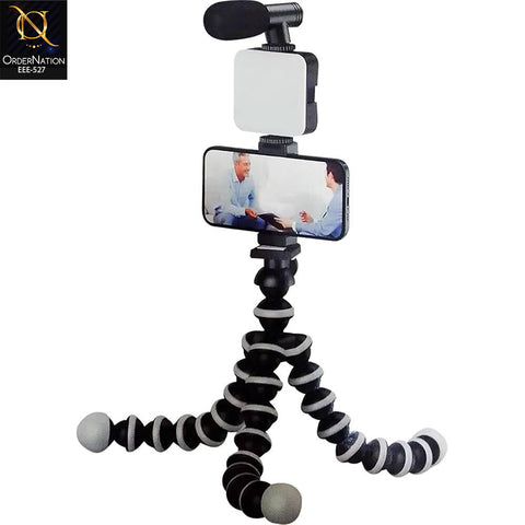 Plokama PK-775 Flexible Tripod with LED Light & Universal Smartphone Holder