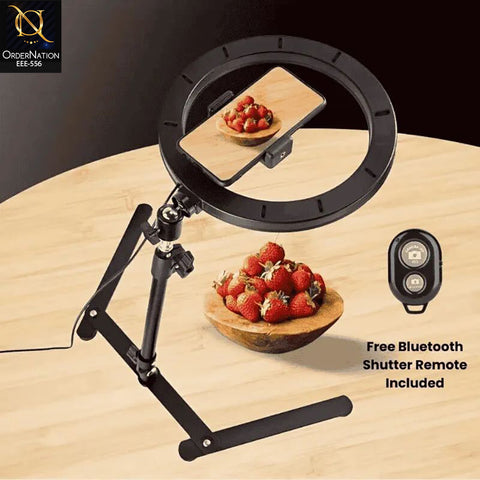 Cell Phone Stand with LED Ring Light – Adjustable Phone Holder & Tripod