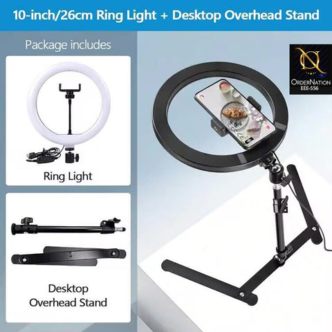 Cell Phone Stand with LED Ring Light – Adjustable Phone Holder & Tripod