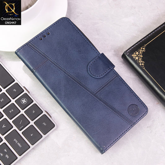 Realme 13 4G Cover - Blue - Premium Leather Megantic Flip Book Covers With Card Holding Option