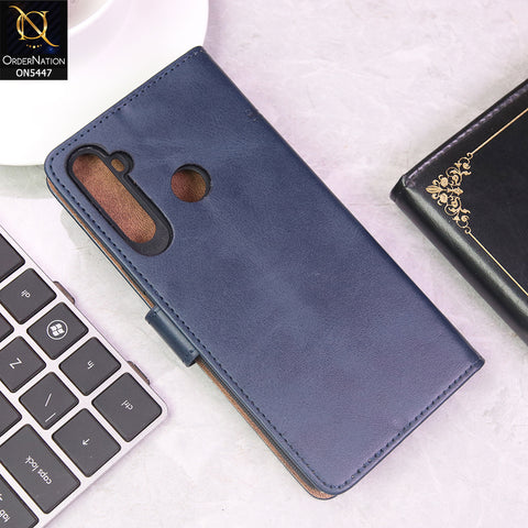 Realme 6i Cover - Blue - Premium Leather Megantic Flip Book Covers With Card Holding Option