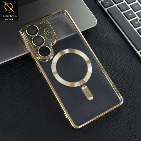 Samsung Galaxy S26 Ultra Cover - Golden - New X-LEVEL-Magnet Dazzling Colour-Magnetic Clear TPU Case with Metallic Frame