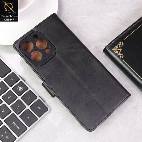 iPhone 16 Pro Max Cover - Black - Premium Leather Megantic Flip Book Covers With Card Holding Option