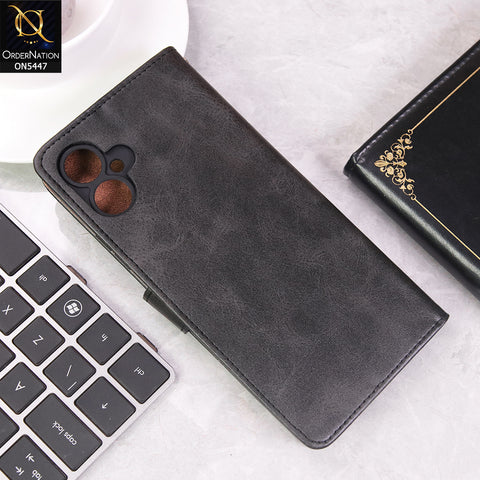 Tecno Camon 19 Pro Mondrian Cover - Black - Premium Leather Megantic Flip Book Covers With Card Holding Option