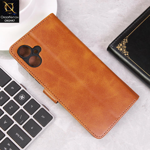 Tecno Camon 19 Pro Mondrian Cover - Light Brown - Premium Leather Megantic Flip Book Covers With Card Holding Option