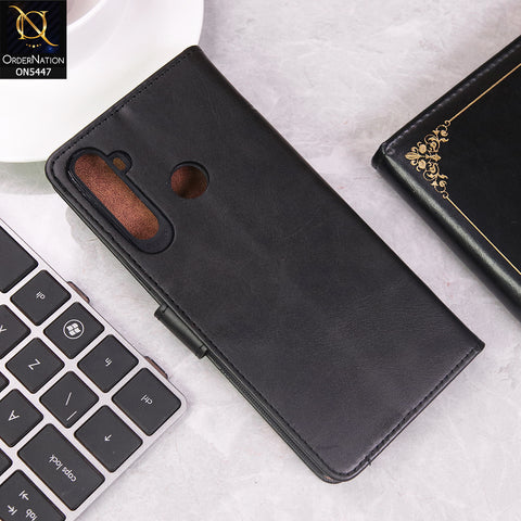 Realme 6i Cover - Black - Premium Leather Megantic Flip Book Covers With Card Holding Option