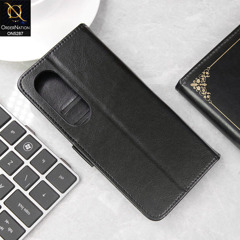 itel S25 Cover - Black -  Premium PU Leather Magnetic Flip Book Card Slots Wallet Soft Case