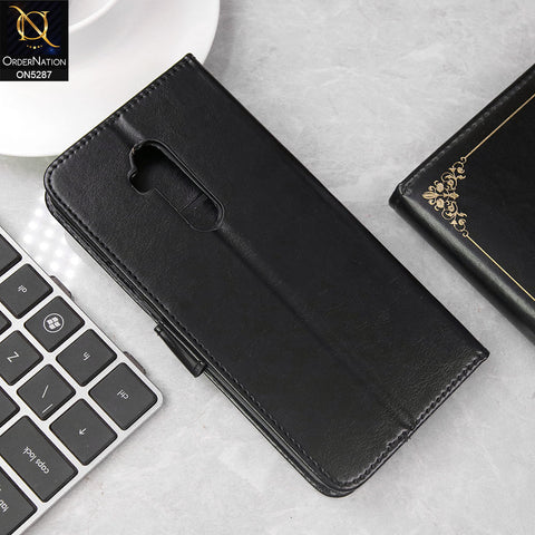 OnePlus 7 Pro Cover - Black -  Premium PU Leather Magnetic Flip Book Card Slots Wallet Soft Case