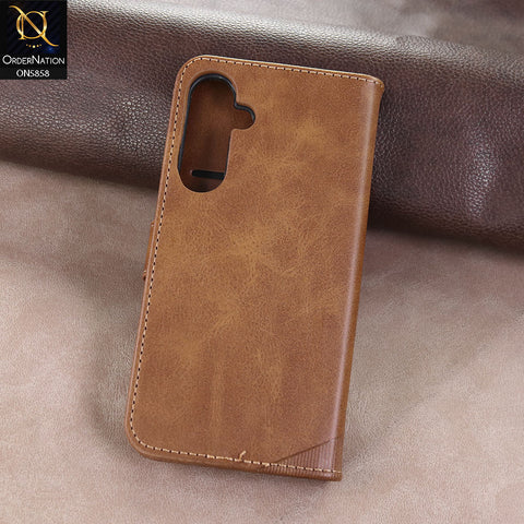 Samsung Galaxy A36 Cover - Light brown - Premium Leather Megantic Flip Book Covers With Card Holding Option