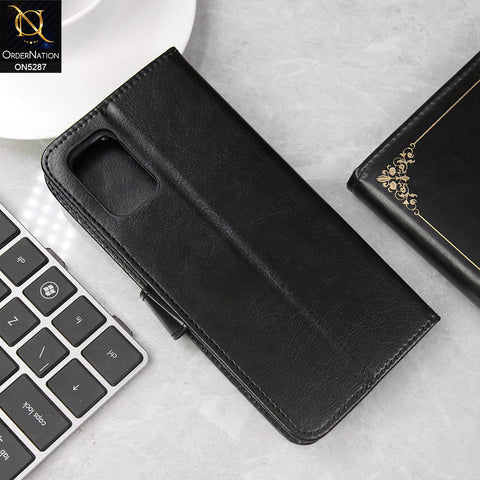 Oppo A36 Cover - Black -  Premium PU Leather Magnetic Flip Book Card Slots Wallet Soft Case