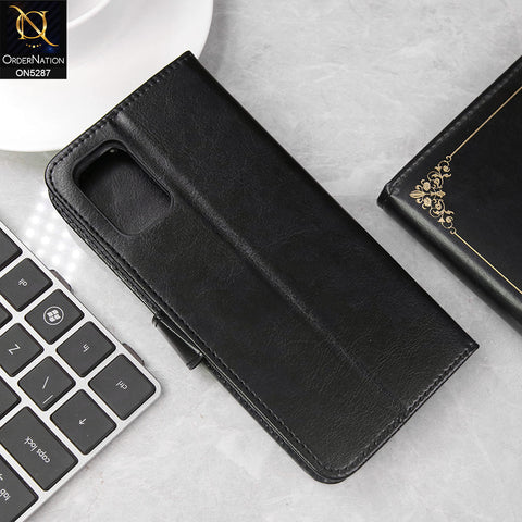 Infinix Hot 50 Pro Cover - Black -  Premium PU Leather Magnetic Flip Book Card Slots Wallet Soft Case