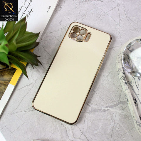 Oppo Reno 4F Cover - White - Electroplating Silk Shiny Soft Case With Camera Protection