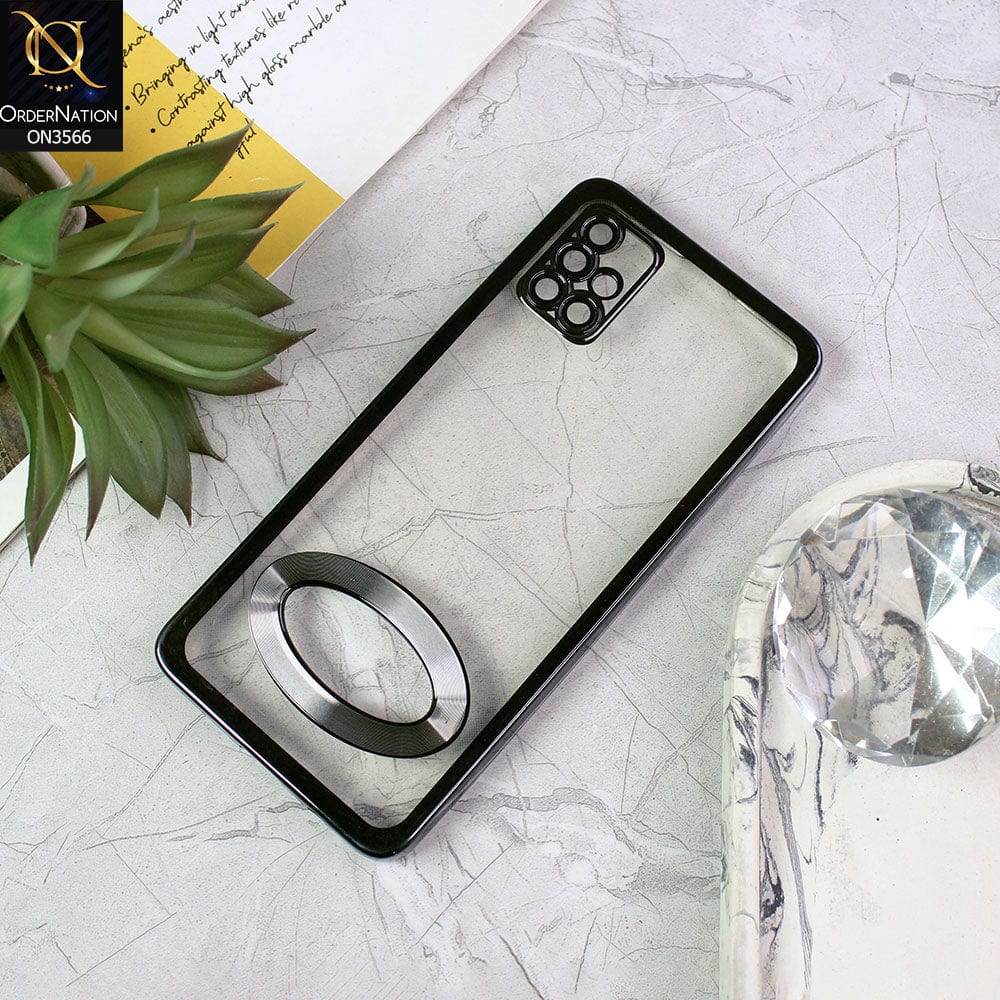 Samsung Galaxy A51 Cover - Black - Electroplating Borders Logo Hole Camera Lens Protection Soft Silicone Case