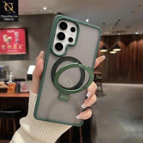 Samsung Galaxy S26 Ultra Cover - Green - Premium HENKS Protective Phone Case with Magnetic Ring Holder, Raised Camera Protection & Shockproof Bumper