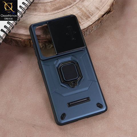 Samsung Galaxy S26 Ultra Cover - Blue - New High Grade Quality Armor Case With Metal Ring And Kickstand And Sliding Camera Protection