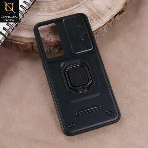 Samsung Galaxy A35 Cover - Black - New High Grade Quality Armor Case With Metal Ring And Kickstand And Sliding Camera Protection