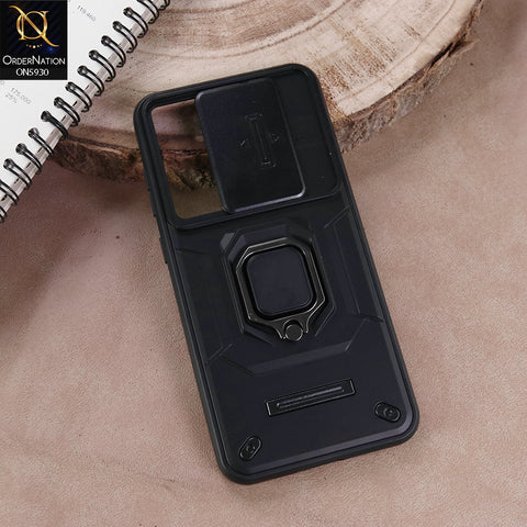 Samsung Galaxy S24 FE Cover - Black - New High Grade Quality Armor Case With Metal Ring And Kickstand And Sliding Camera Protection