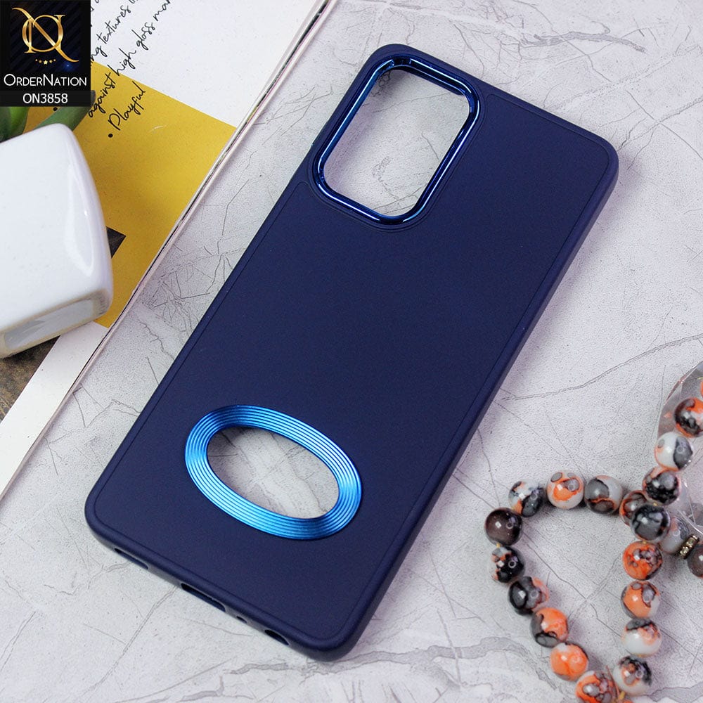 Samsung Galaxy A53 5G Cover - Blue - New Soft Silicone Electroplating Camera Ring Chrome Logo Hole Case