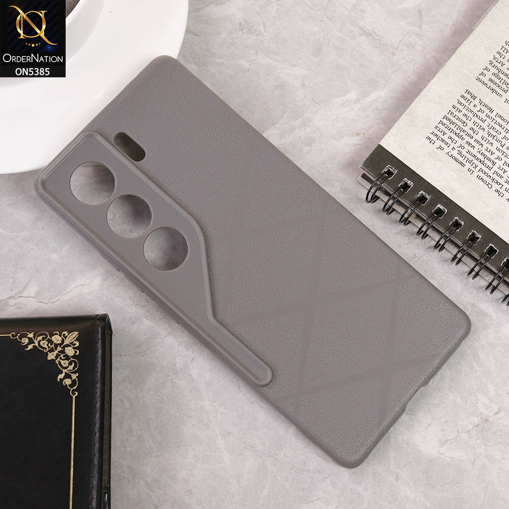 Tecno Camon 40 Cover - Gray - Leather Texture Soft Case With Camera Protection