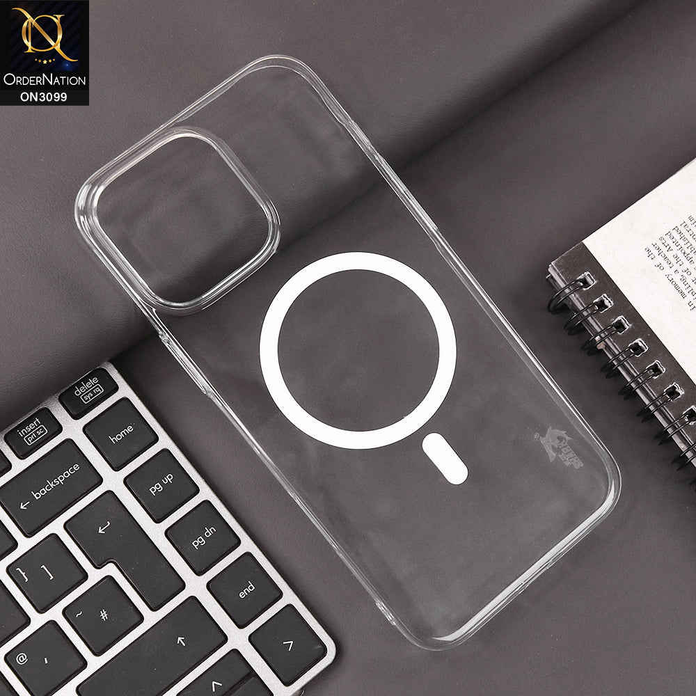 iPhone 15 Pro Max Cover - White - Ultra Thin HD Clear Hard PC Magsafe Case Magnetic Transparent Back Cover