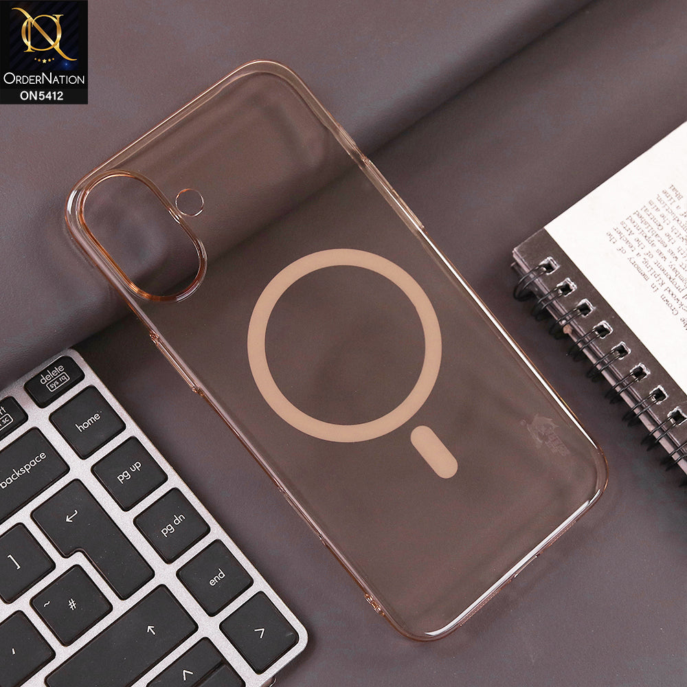 iPhone 16 Cover - Brown - Ultra Thin HD Clear Hard PC Magsafe Case Magnetic Transparent Back Cover