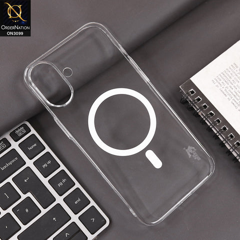 iPhone 16 Cover - White - Ultra Thin HD Clear Hard PC Magsafe Case Magnetic Transparent Back Cover