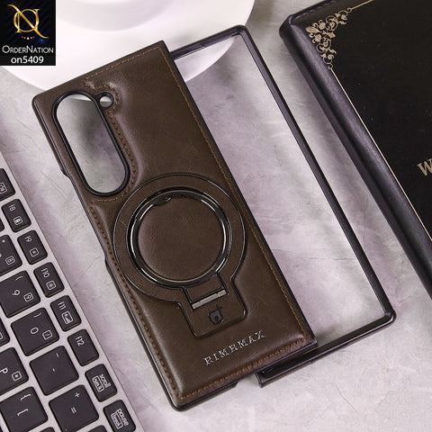 Samsung Galaxy Z Fold 6 5G Cover - Dark Brown -  RMBMAX Premium Leather MagSafe Case With Bracket Stand