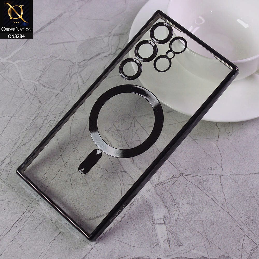 Samsung Galaxy S22 Ultra 5G Cover - Black - J-Case Official Magsafe Electroplated Borders Camera Protection Soft Clear Case