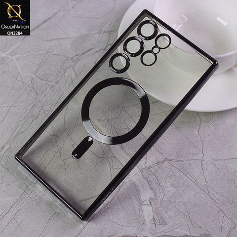 Samsung Galaxy S22 Ultra 5G Cover - Black - J-Case Official Magsafe Electroplated Borders Camera Protection Soft Clear Case