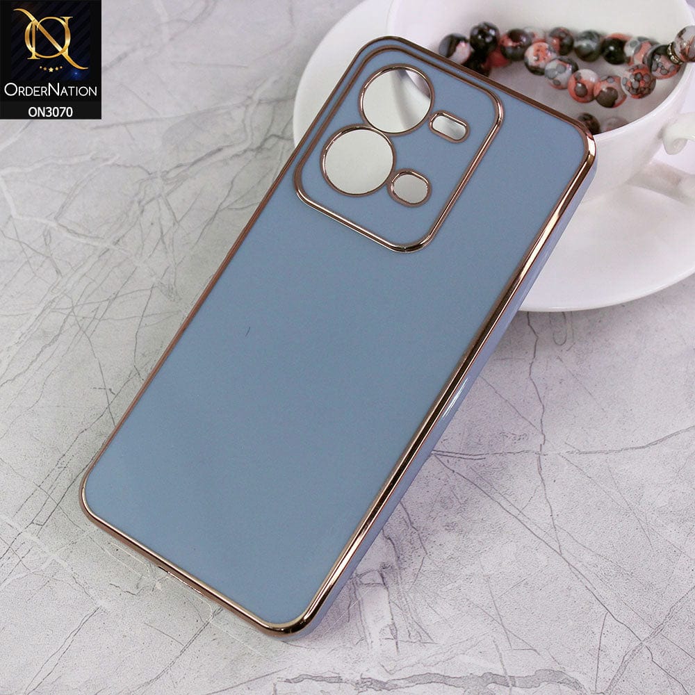 Vivo V25e Cover - Carolina Blue - Electroplating Silk Shiny Soft Case With Camera Protection