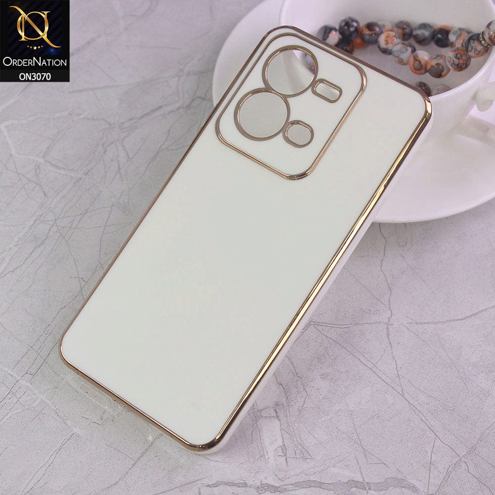 Vivo V25e Cover - White - Electroplating Silk Shiny Soft Case With Camera Protection