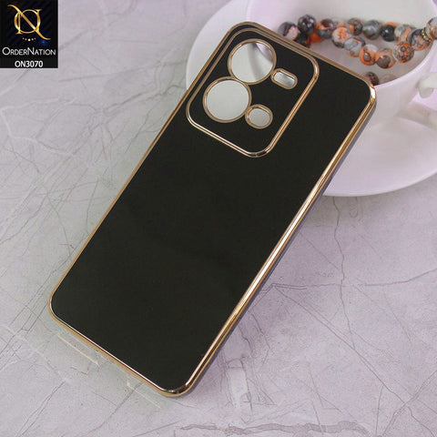 Vivo V25e Cover - Black - Electroplating Silk Shiny Soft Case With Camera Protection