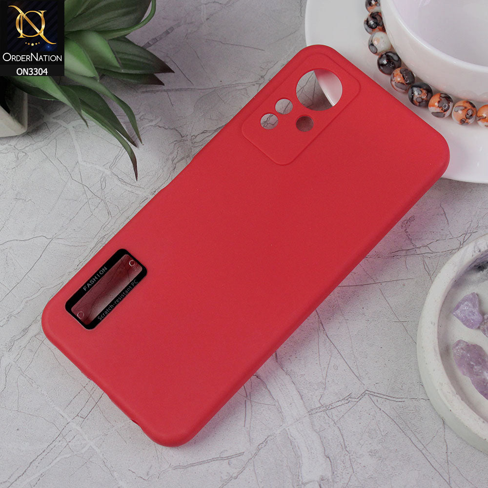 Xiaomi Redmi Note 11S Cover - Red - Fashion PLain Soft Silicone Camera Protection Case