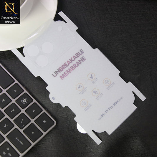 iPhone 17 Pro Max Back Sheet - Transparent - Hydro Jell Skin Film Unbreakable Back Sheet
