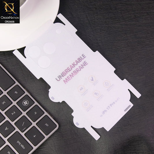 iPhone 17 Pro Back Sheet - Transparent - Hydro Jell Skin Film Unbreakable Back Sheet