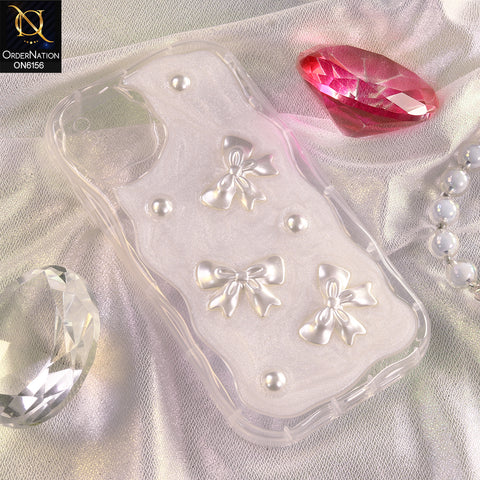 iPhone XS Max Cover - White - Luxury Glitter Pearl Bowknot Protective Phone Case Cover