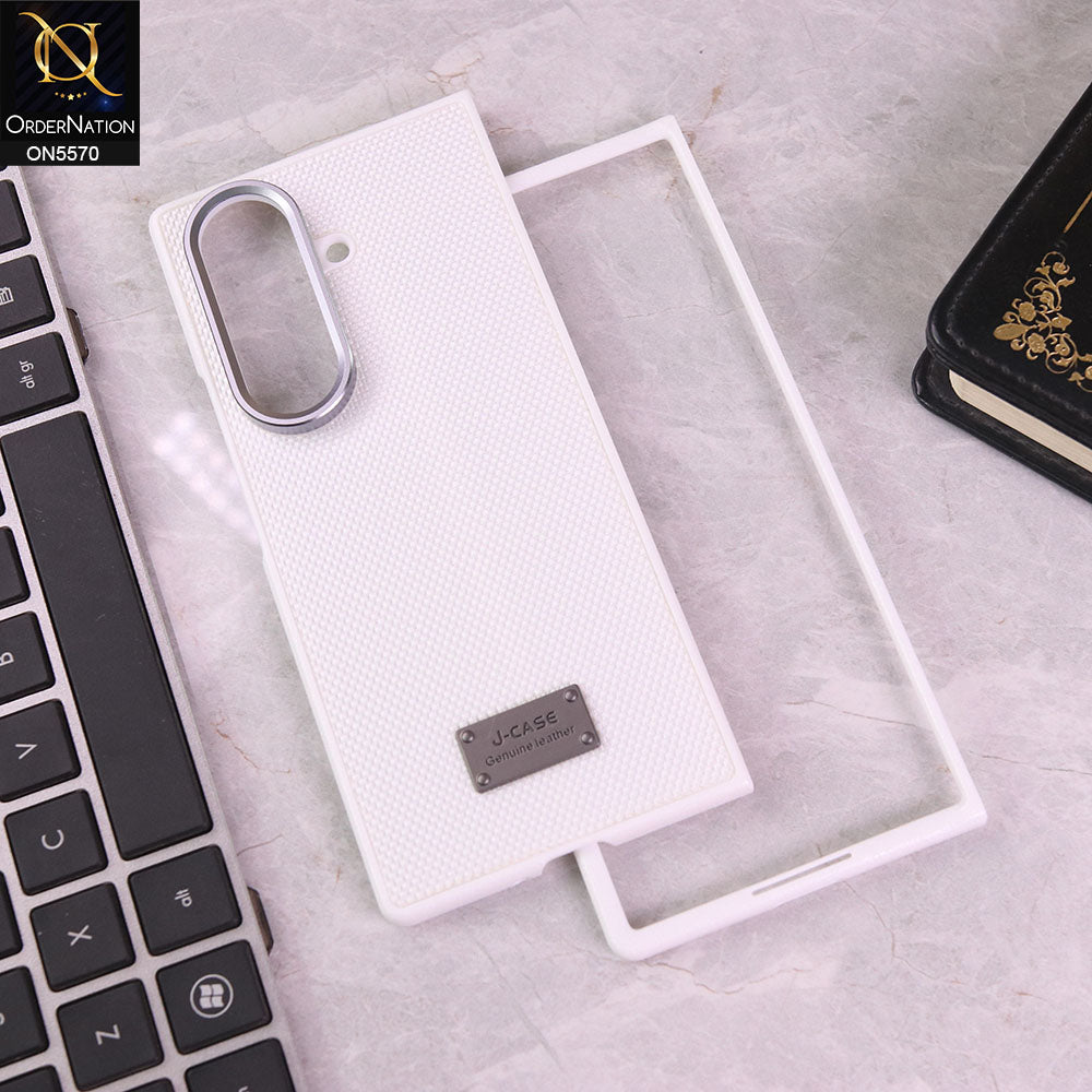 Samsung Galaxy Z Fold 7 Cover - White - New Premium J-Case High Quality Textured Shell Case With Metal Camera Ring