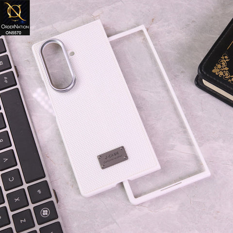 Samsung Galaxy Z Fold 7 Cover - White - New Premium J-Case High Quality Textured Shell Case With Metal Camera Ring
